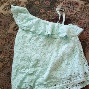 Abercrombie kids light aqua blue one shoulder top